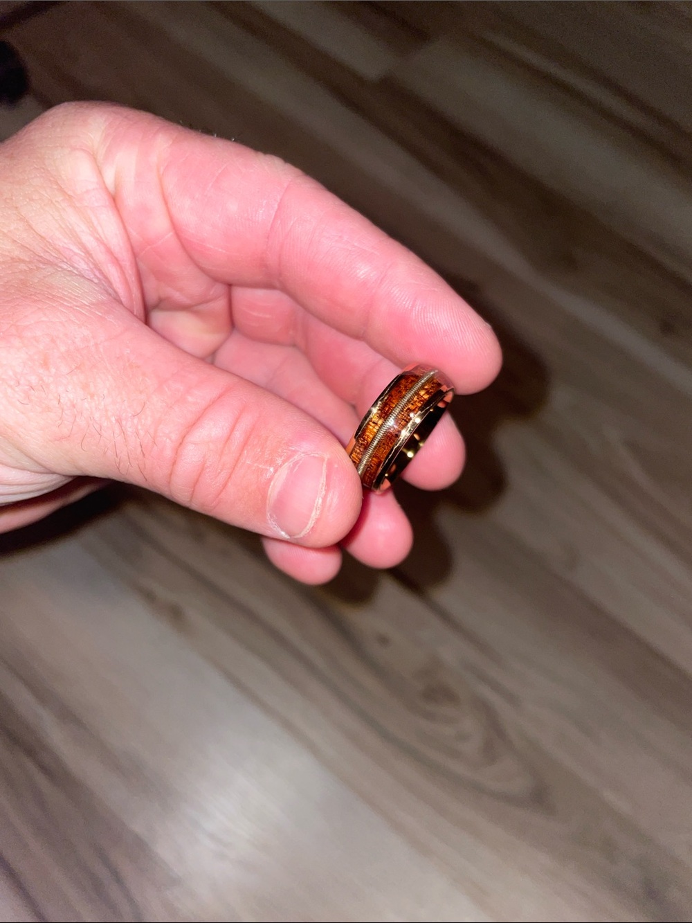Size 10 Men’s Amber Resin Inlay Spinner Ring - Warm Brown Tones